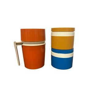 Vintage Set of 2 Thermos Soupthermos &Thermos 7002 Hot/Cold Food Drink Container